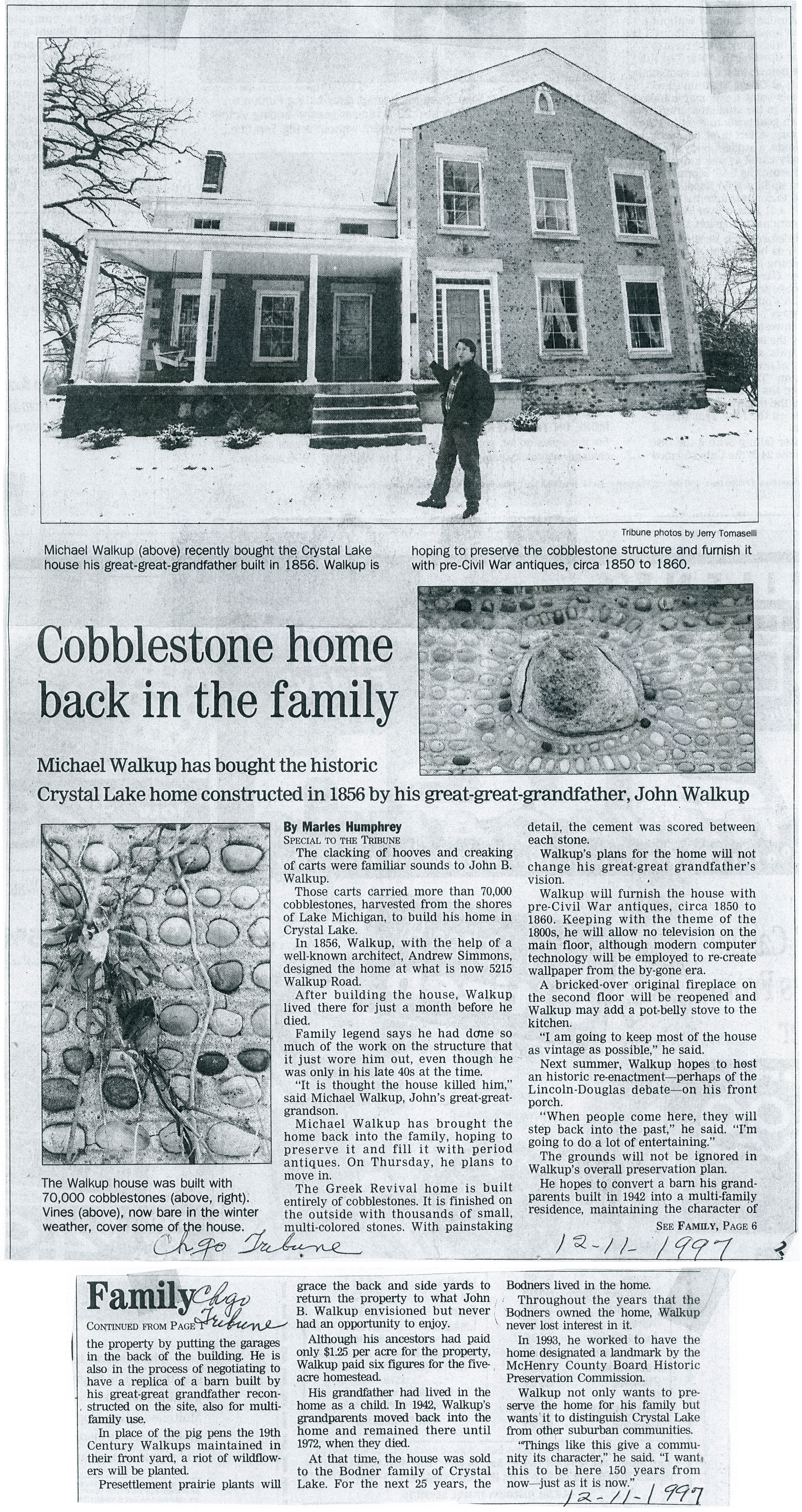 John B Walkup House Chicago Tribune 11DEC97